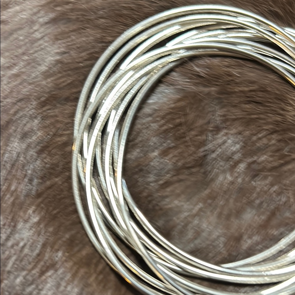 Silver Bangle Bracelets Set - image 3